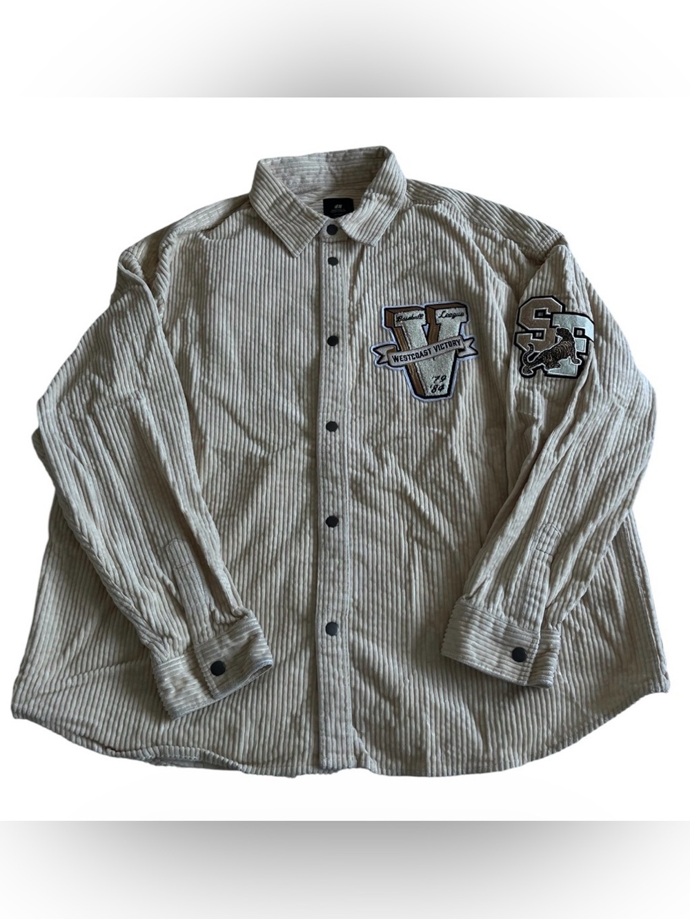 H&M Oversized Fit Mens Corduroy Shirt West Coast Victory Baseball League XXL